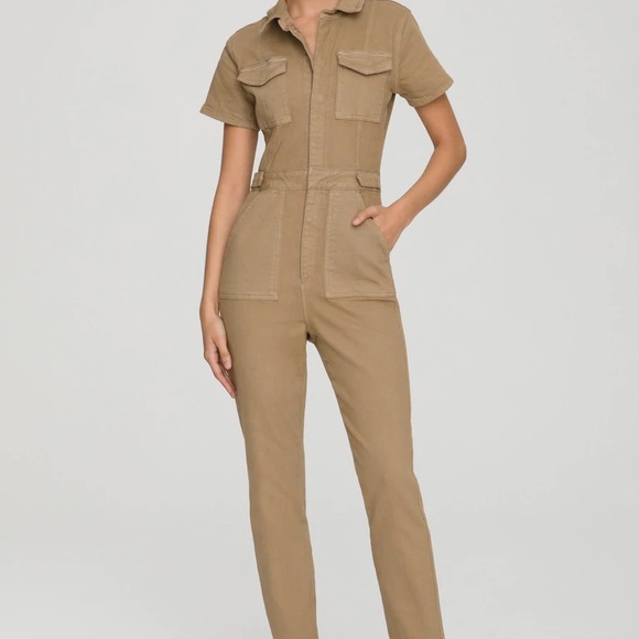 Good American Pants - NWOT GOOD AMERICAN Fit For Success Short sleeve Jumpsuit in Khaki 6